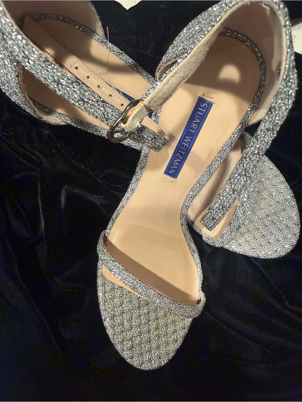 Stuart Weitzman Silver Glitter stiletto Heels